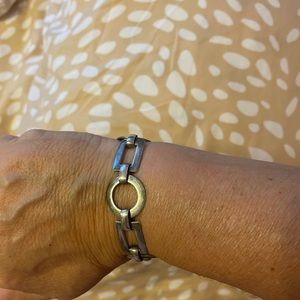 Sterling circle rectangle bracelet 7.4